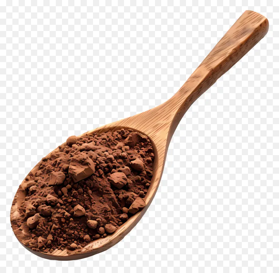 Cacao En Polvo，Cuchara De Madera Con Cacao En Polvo PNG