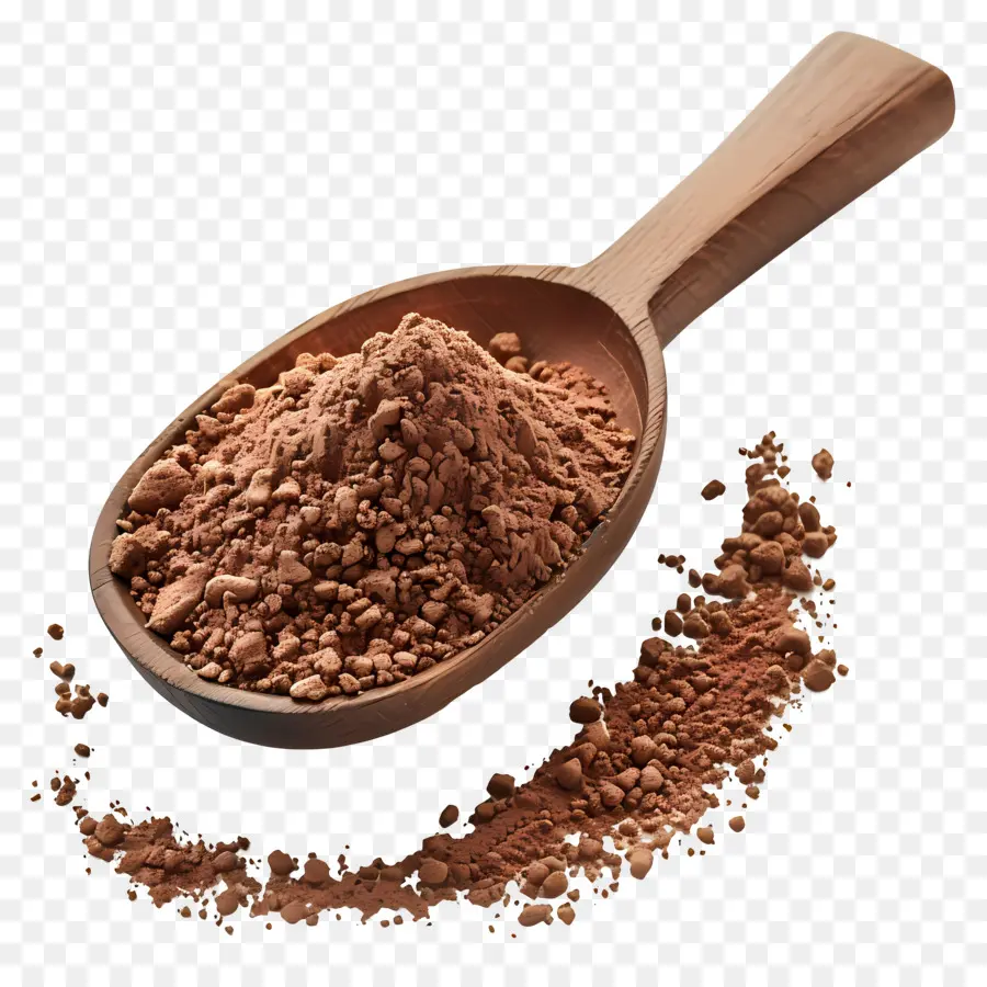 Cacao En Polvo，Cuchara De Madera Con Cacao En Polvo PNG