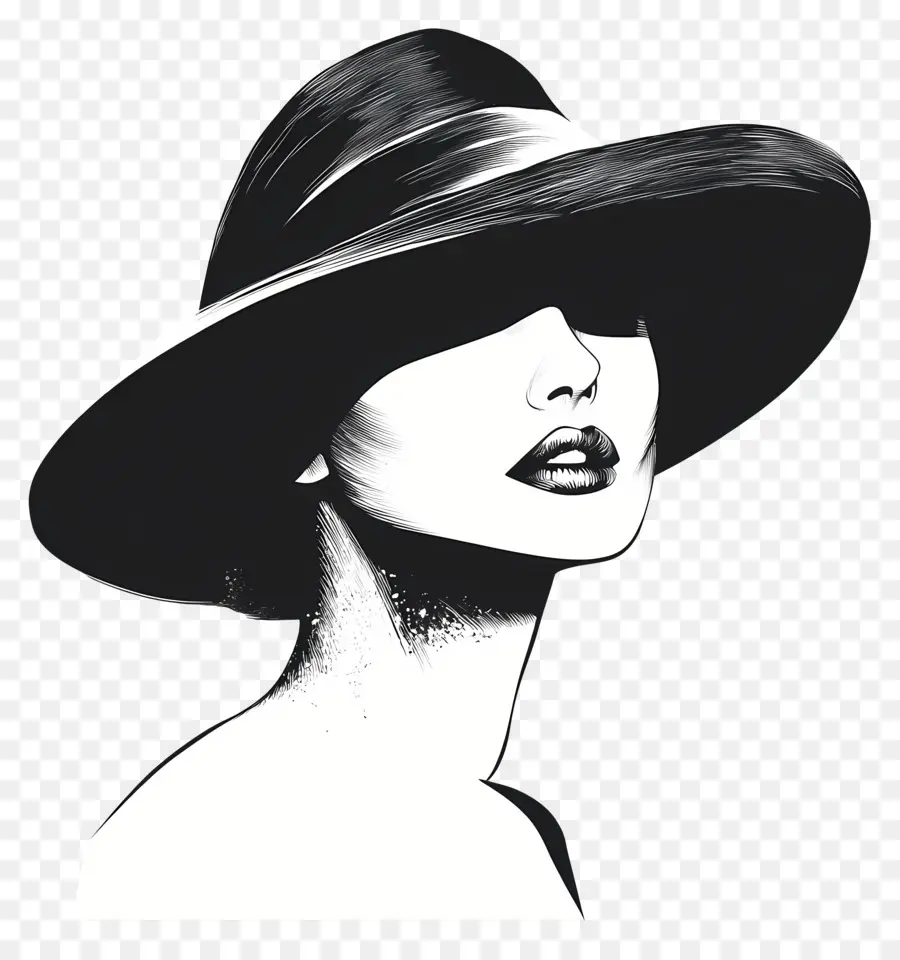 Elegancia Atemporal，Mujer Con Sombrero PNG