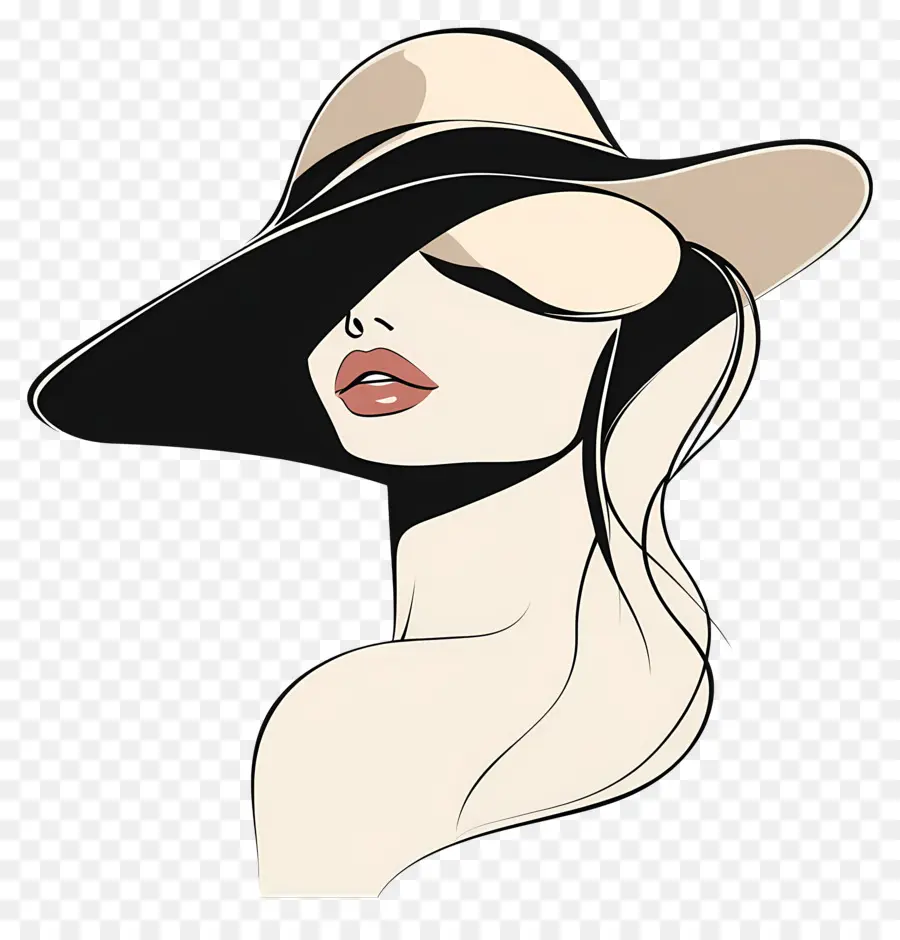 Elegancia Atemporal，Mujer Con Sombrero PNG