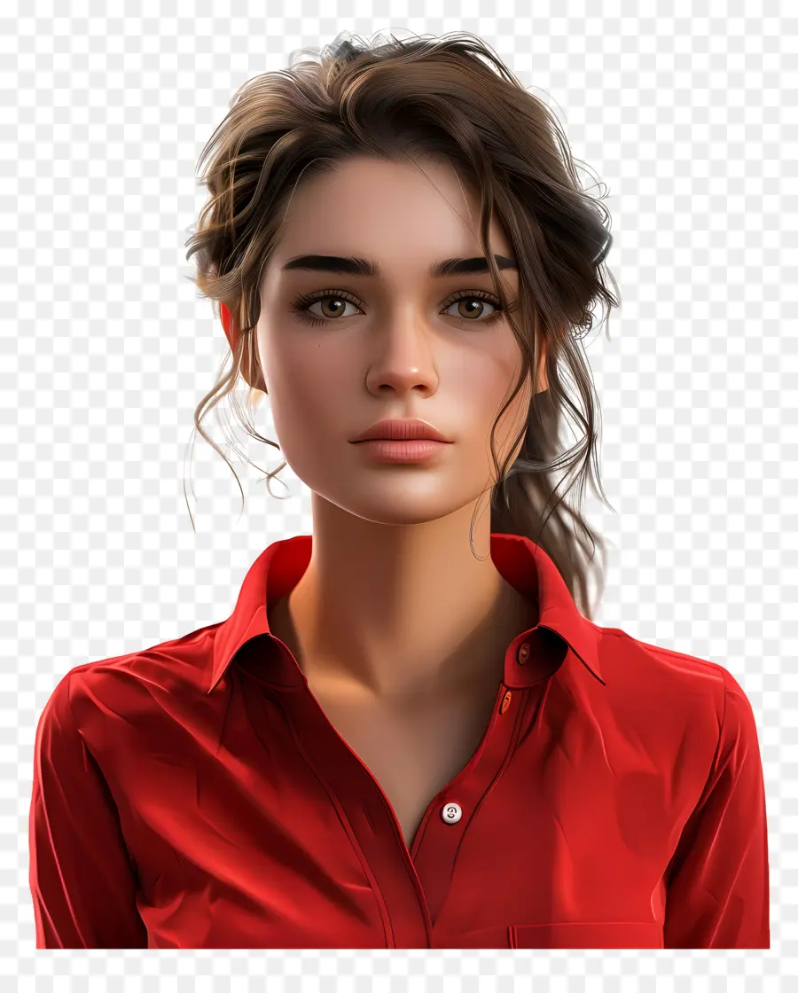 Mujer En Camisa，Mujer En Camisa Roja PNG