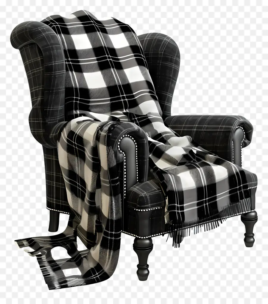 Sillón，Manta A Cuadros En Una Silla PNG