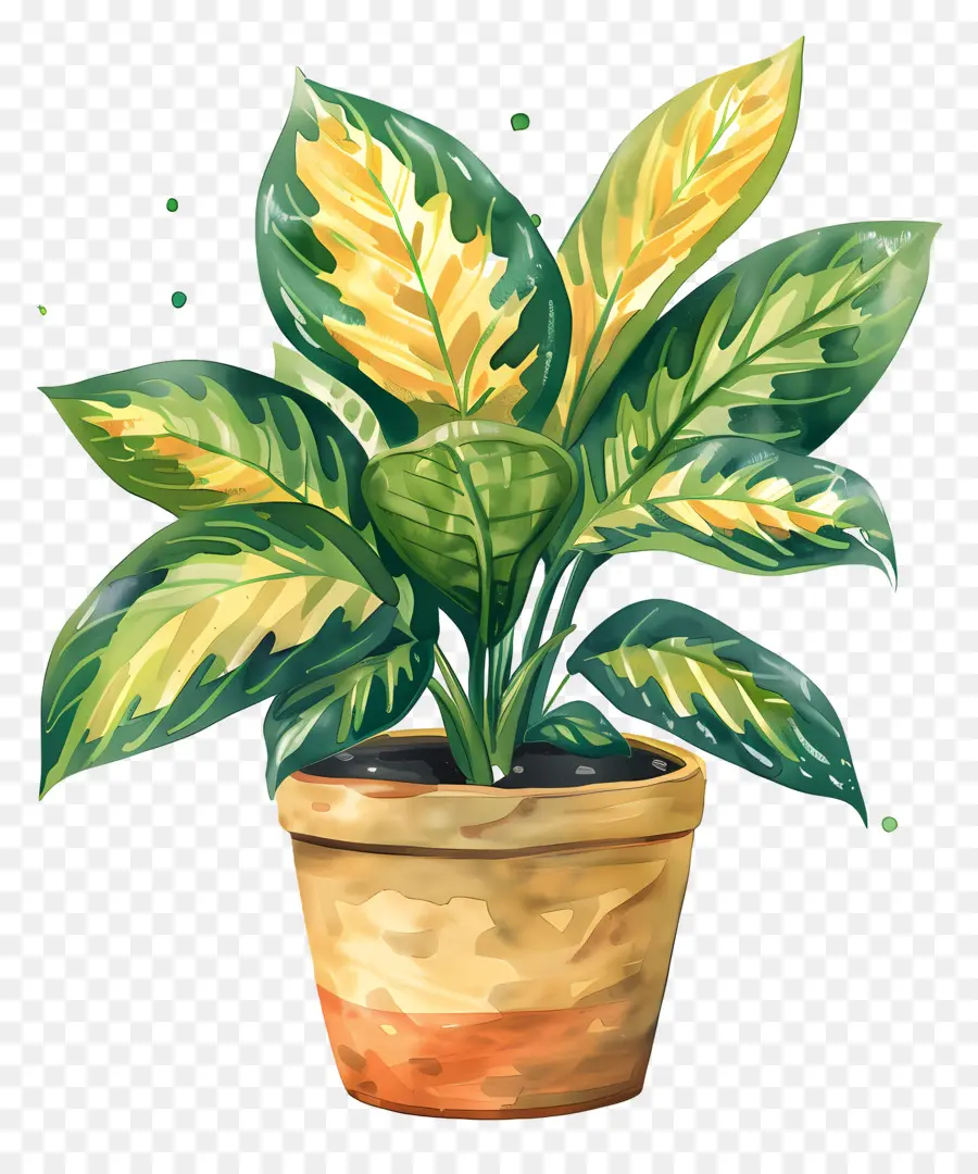 Planta De Interior，Planta Verde Y Amarilla PNG