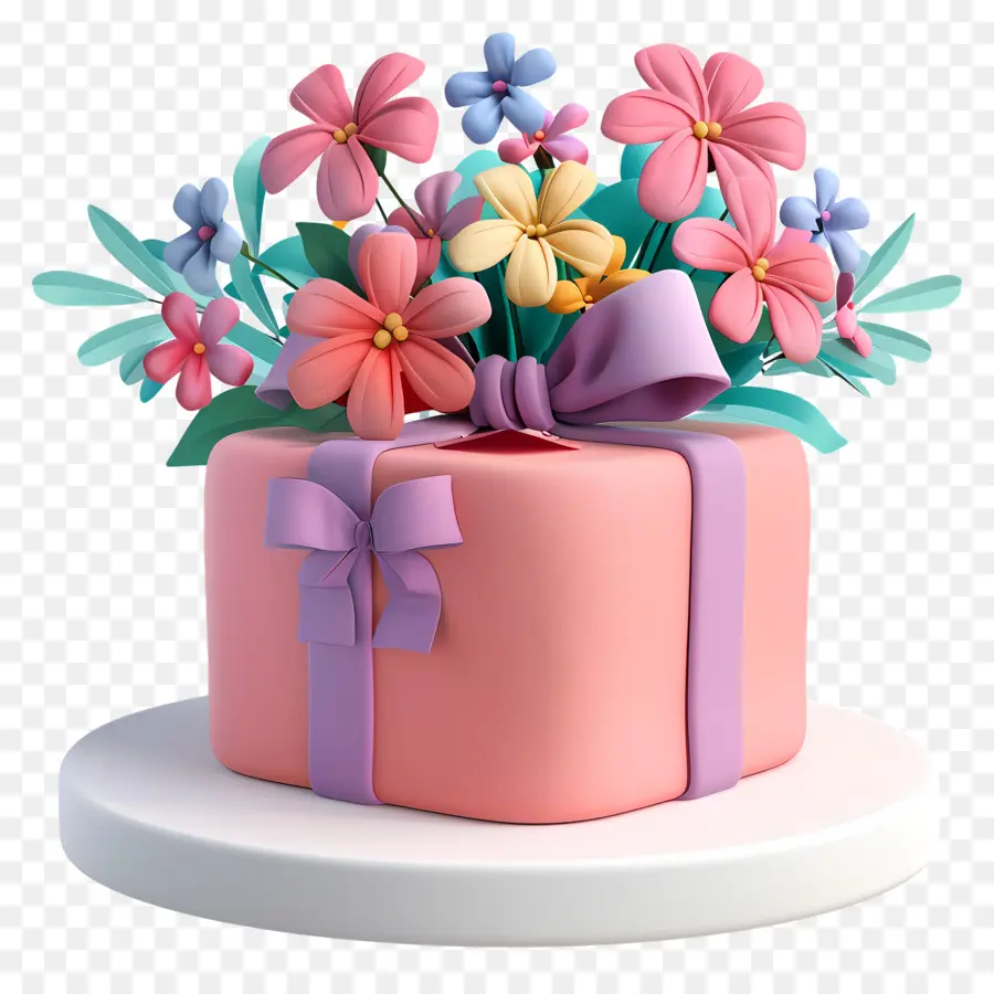 Regalo De Cumpleaños，Pastel De Flores PNG