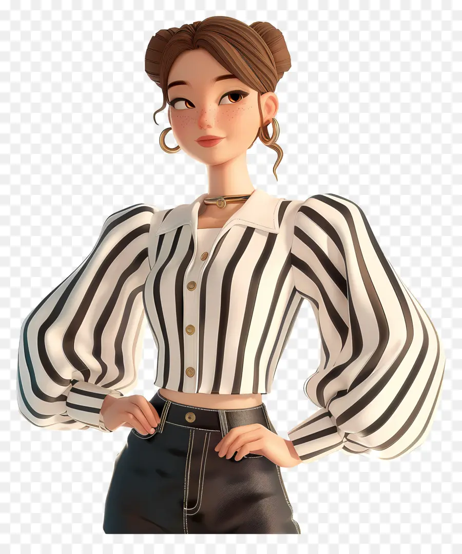 Mujer En Blusa，Chica Animada PNG