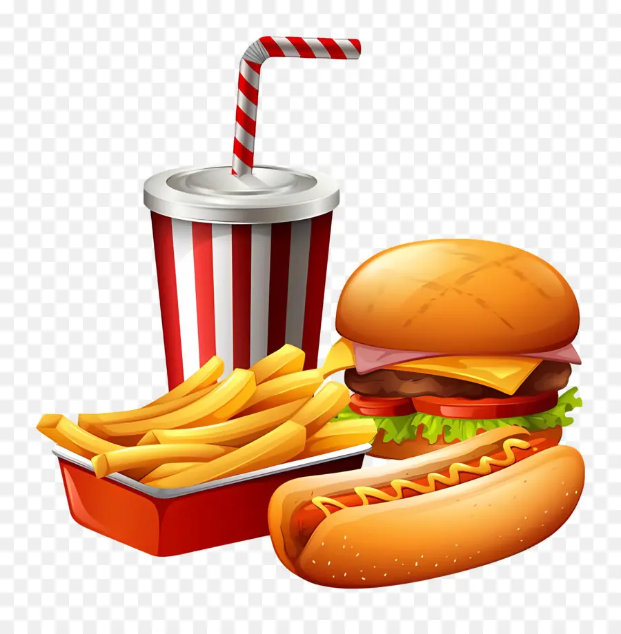 Comida Chatarra，Hamburguesa Y Papas Fritas PNG