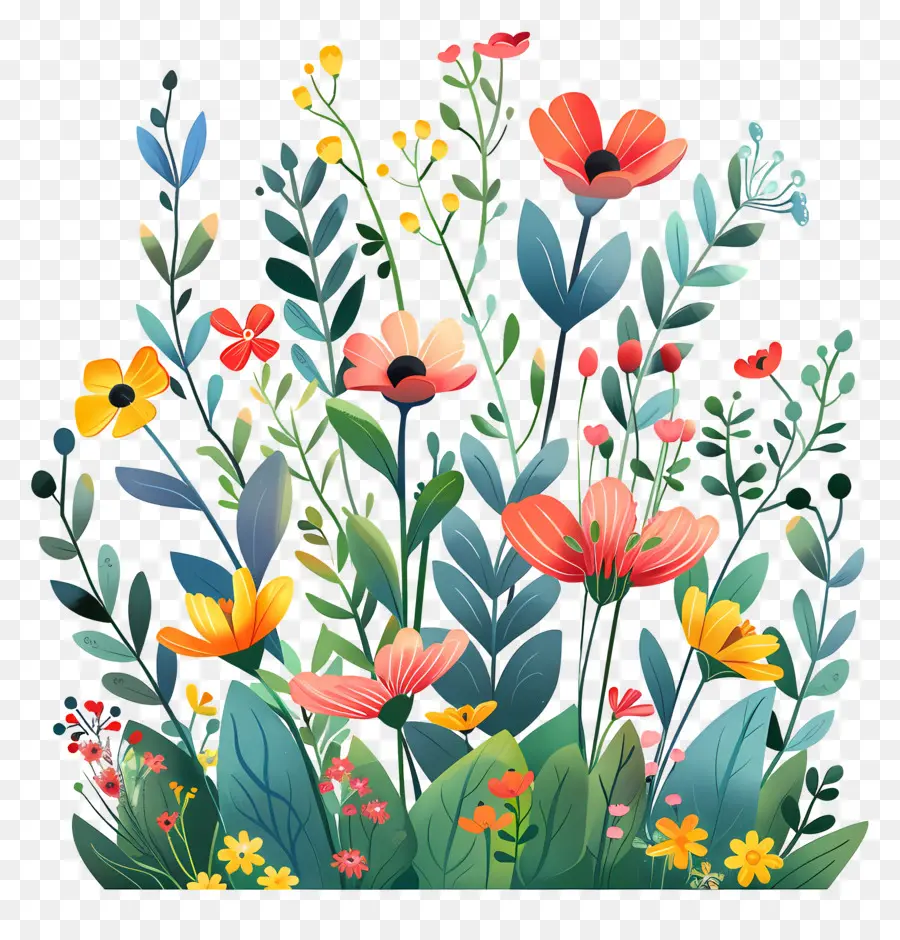 Fondo De Primavera，Flores Coloridas PNG