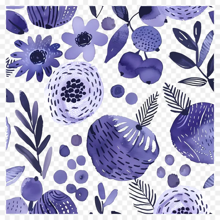 Fondo Morado，Patrón Floral Azul PNG