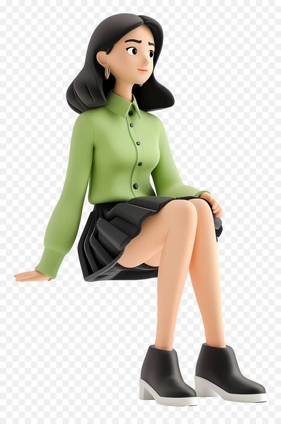 Mujer En Camisa，Mujer Sentada PNG