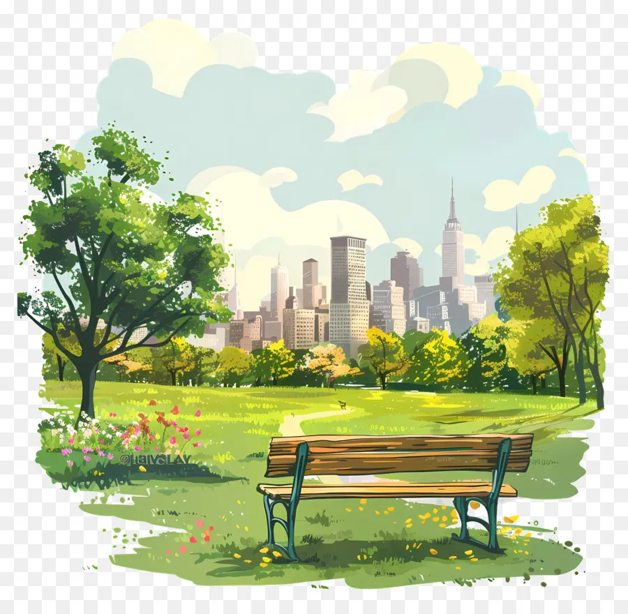 Fondo De Primavera，Banco Del Parque PNG