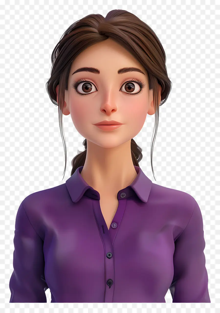 Mujer En Camisa，Mujer Animada PNG