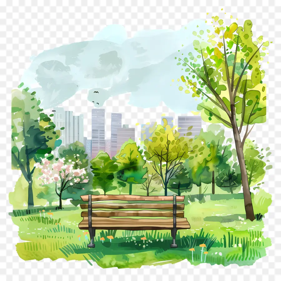 Fondo De Primavera，Banco Del Parque PNG