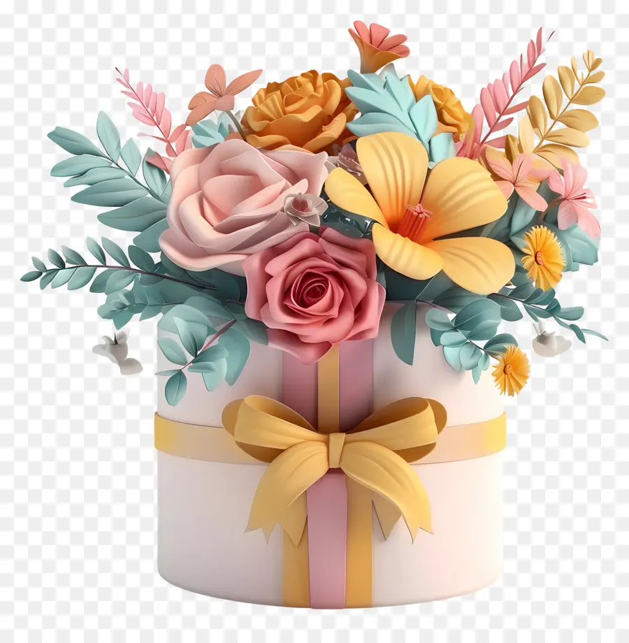 Regalo De Cumpleaños，Pastel De Flores PNG