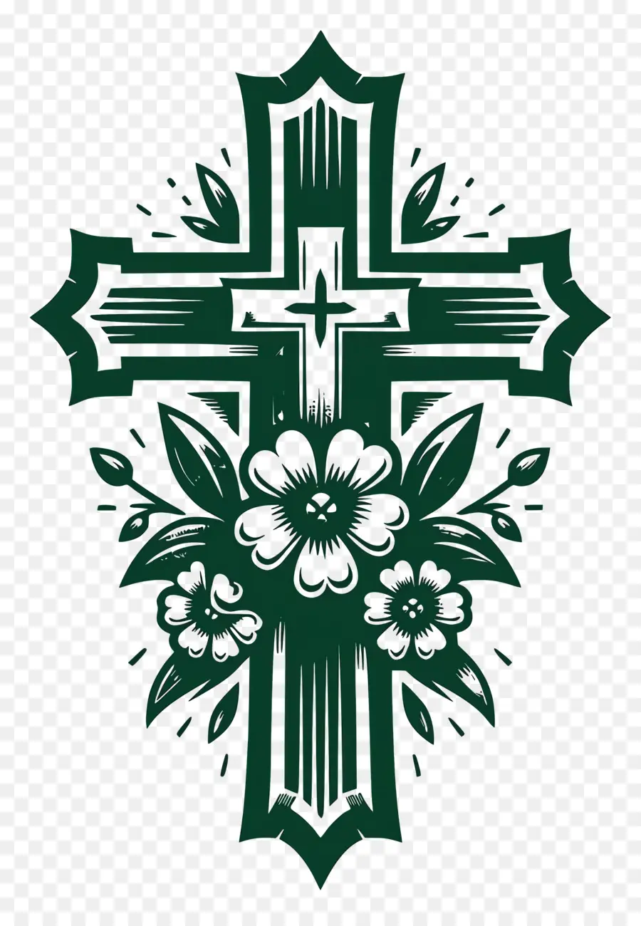 Cruz Cristiana，Cruz Con Flores PNG