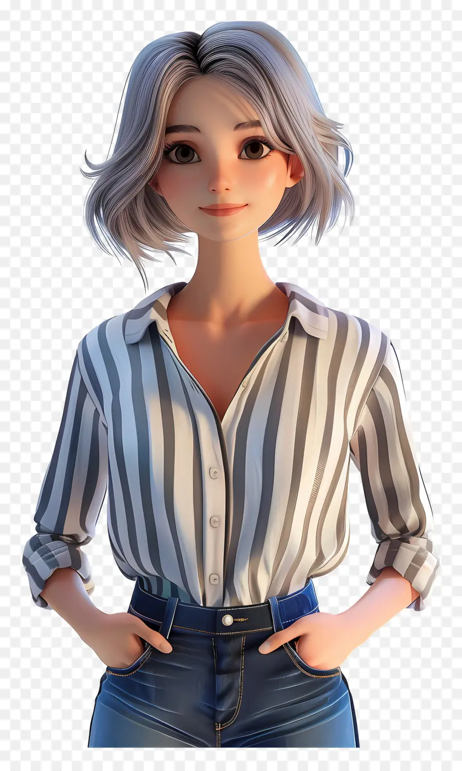 Mujer En Blusa，Chica Animada PNG