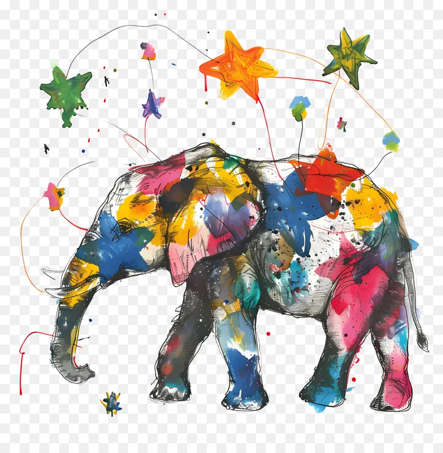 Elefante，Elefante Colorido PNG