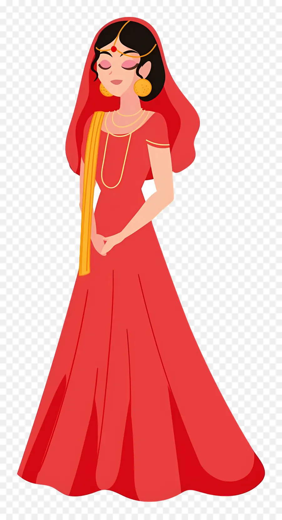 Sari，Mujer En Vestido Rojo PNG