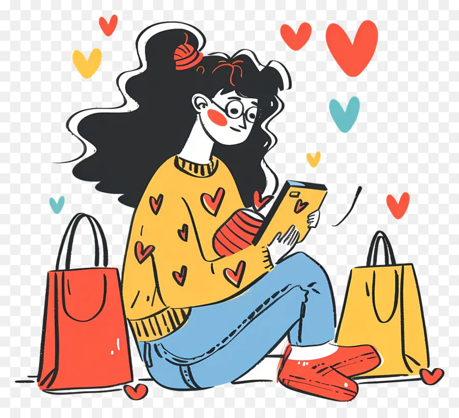 Compras En Línea，Chica Con Tableta PNG