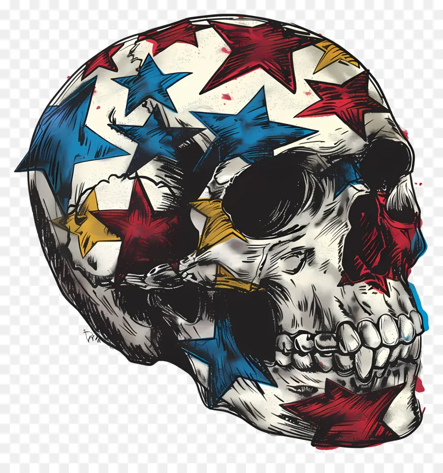 Cráneo，Calavera Con Estrellas PNG