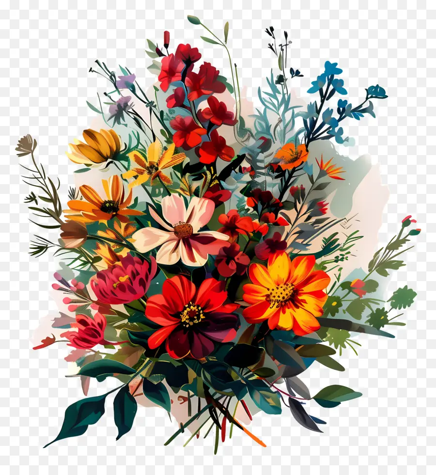 Ramo De Flores，Flores Coloridas PNG