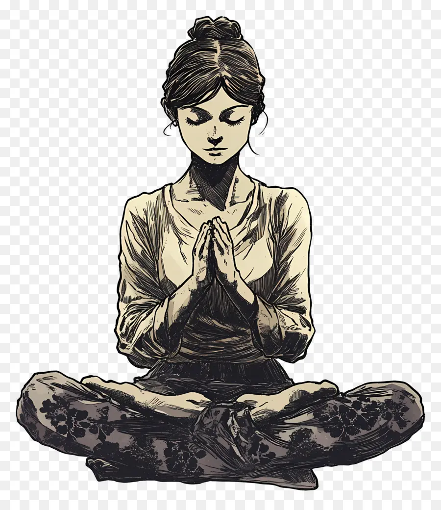 Serenidad，Mujer Meditando PNG