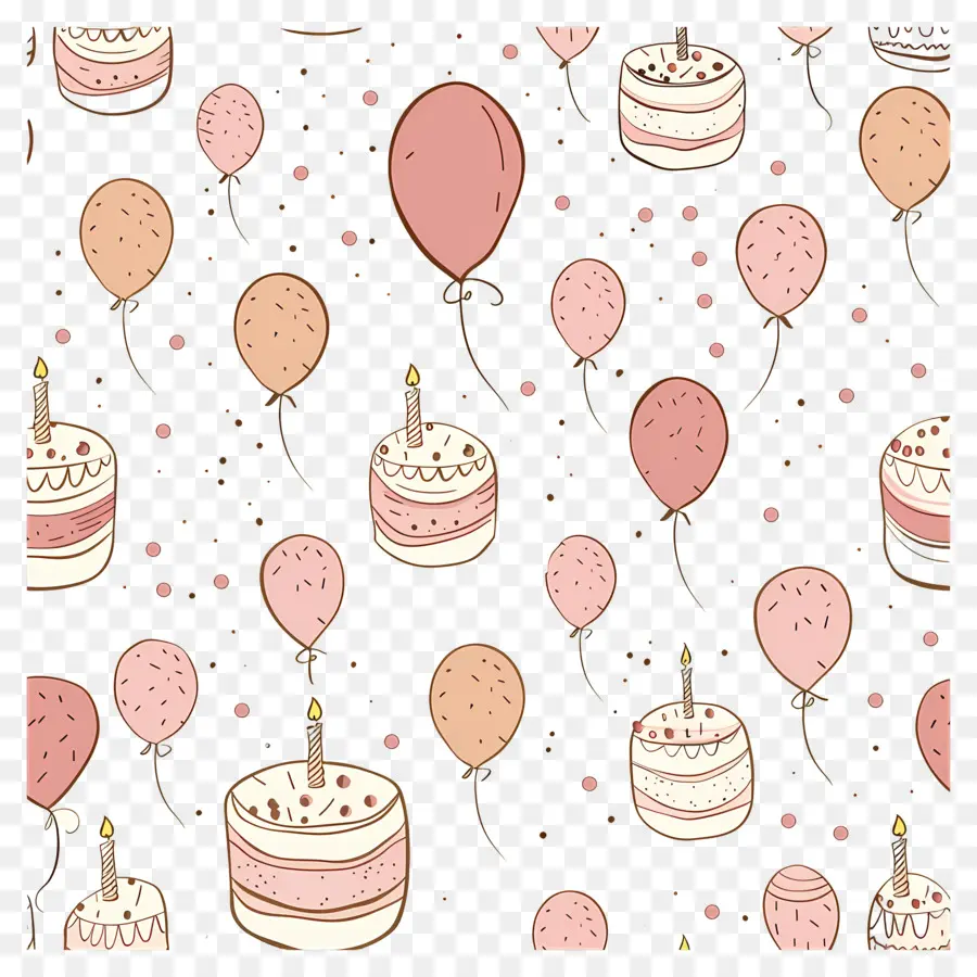 Fondo De Cumpleaños，Pasteles De Cumpleaños Y Globos PNG