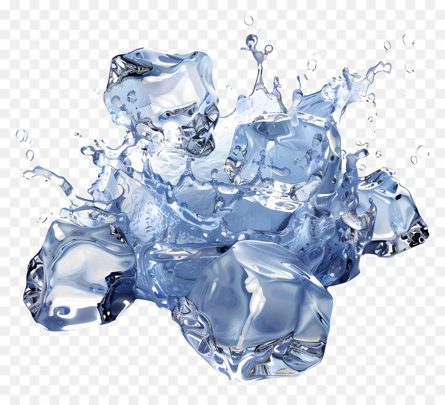 Agua Salpicaduras De Hielo，Cubitos De Hielo PNG