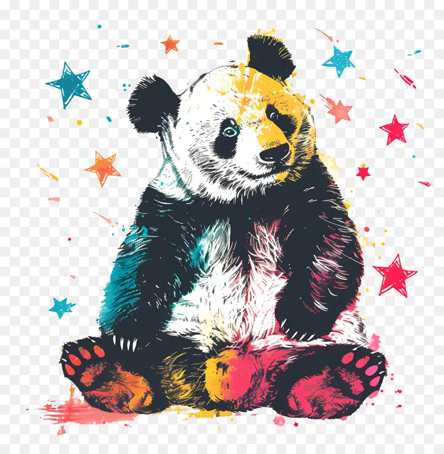 Panda，Panda Colorido PNG