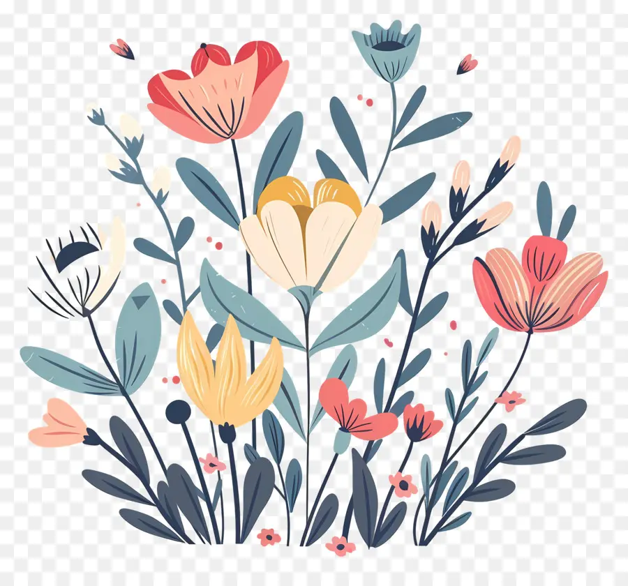 Fondo De Primavera，Flores Coloridas PNG