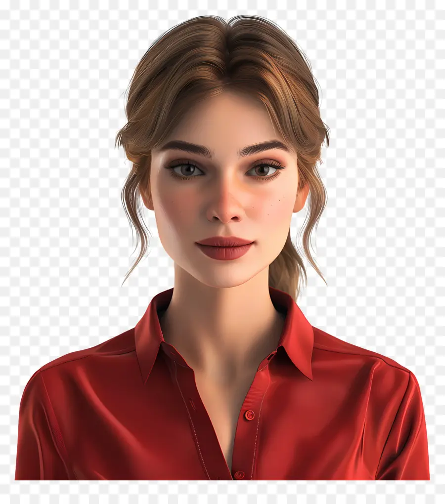 Mujer En Camisa，Mujer En Camisa Roja PNG