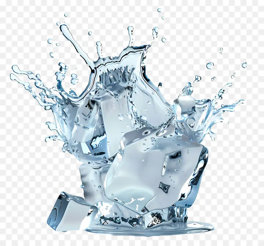 Agua Salpicaduras De Hielo，Cubitos De Hielo PNG