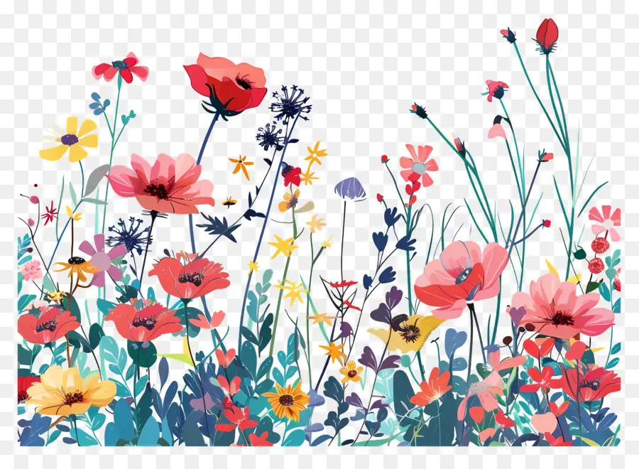 Fondo De Primavera，Flores Coloridas PNG