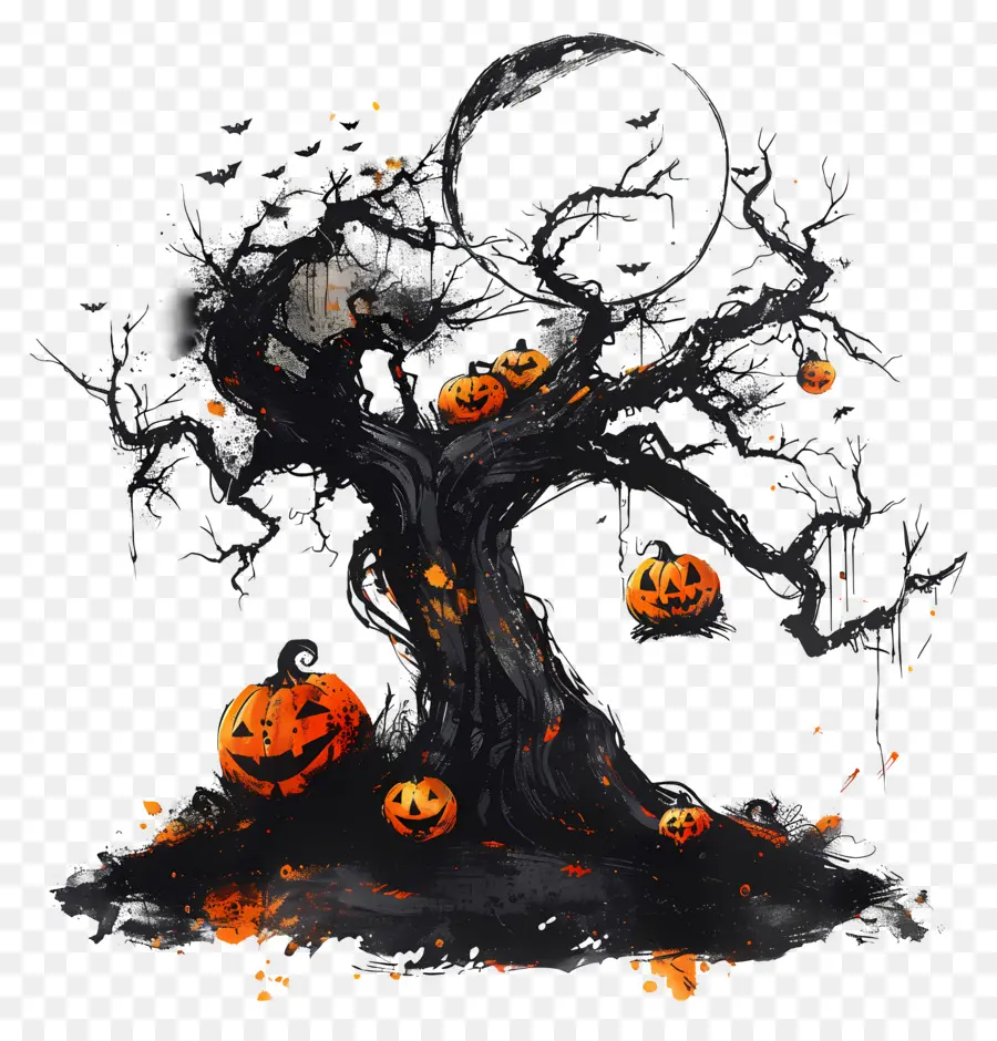 árbol Embrujado，árbol De Halloween PNG