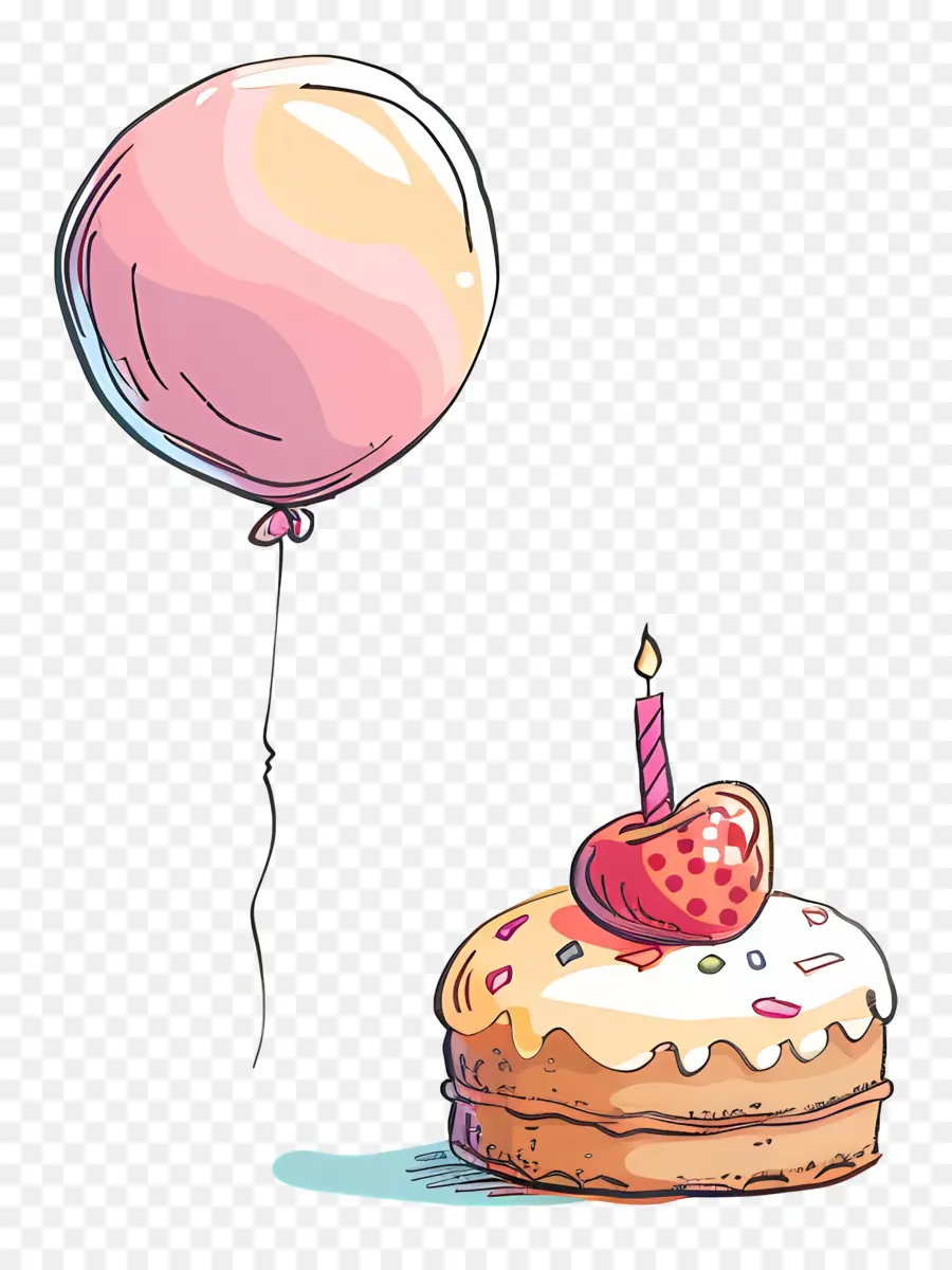 Fondo De Cumpleaños，Pastel Y Globo PNG