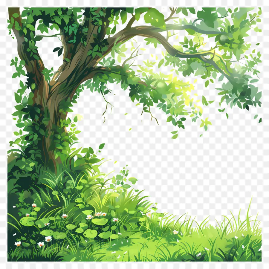 Fondo De La Naturaleza，árbol Y Hierba PNG