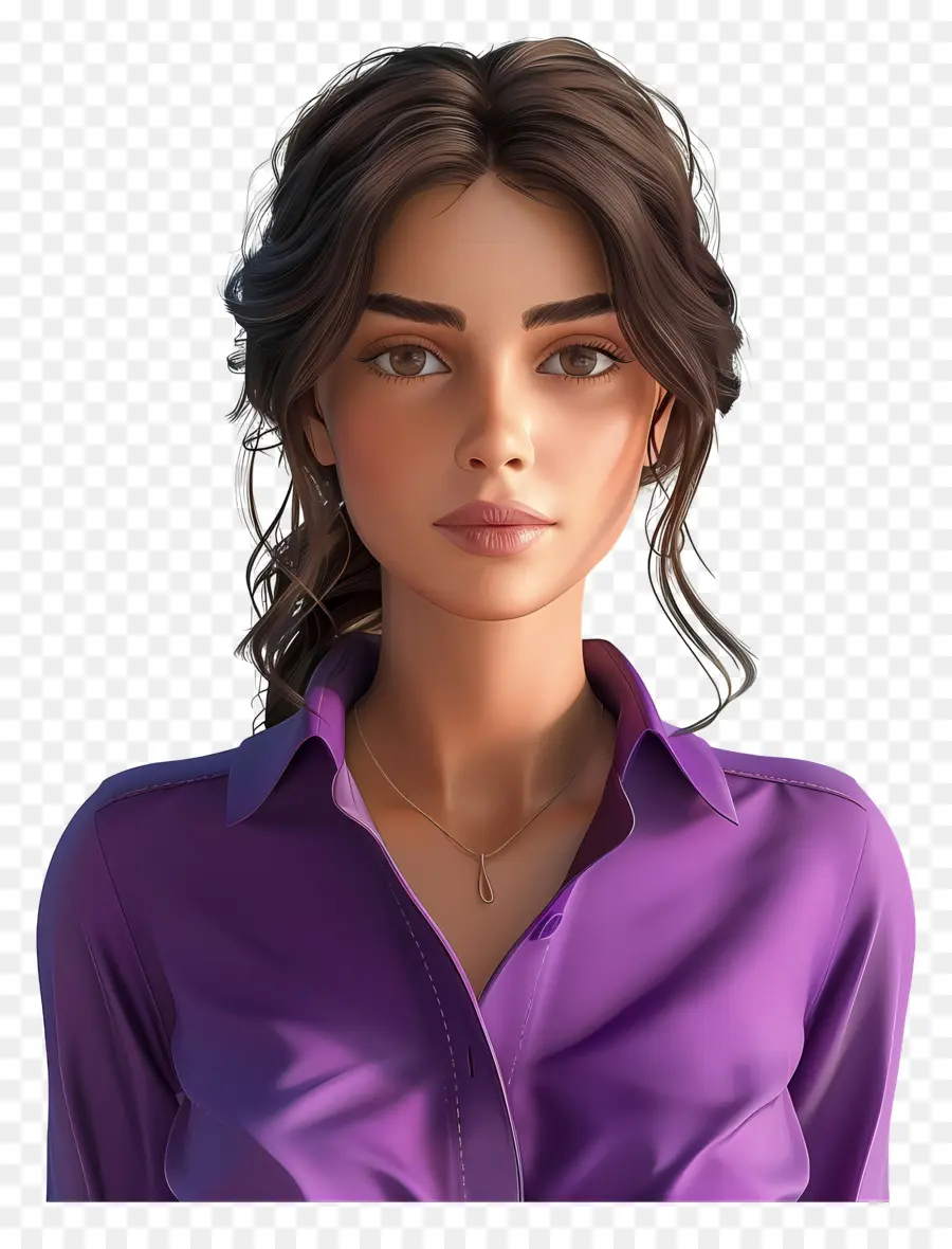 Mujer En Camisa，Mujer Con Camisa Morada PNG