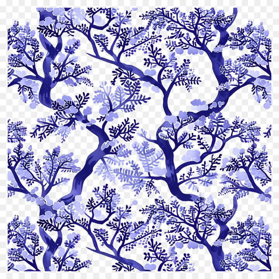 Patrón De árbol，árboles Azules PNG