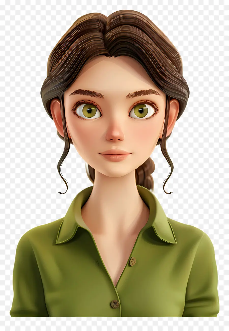 Mujer En Camisa，Chica Animada PNG