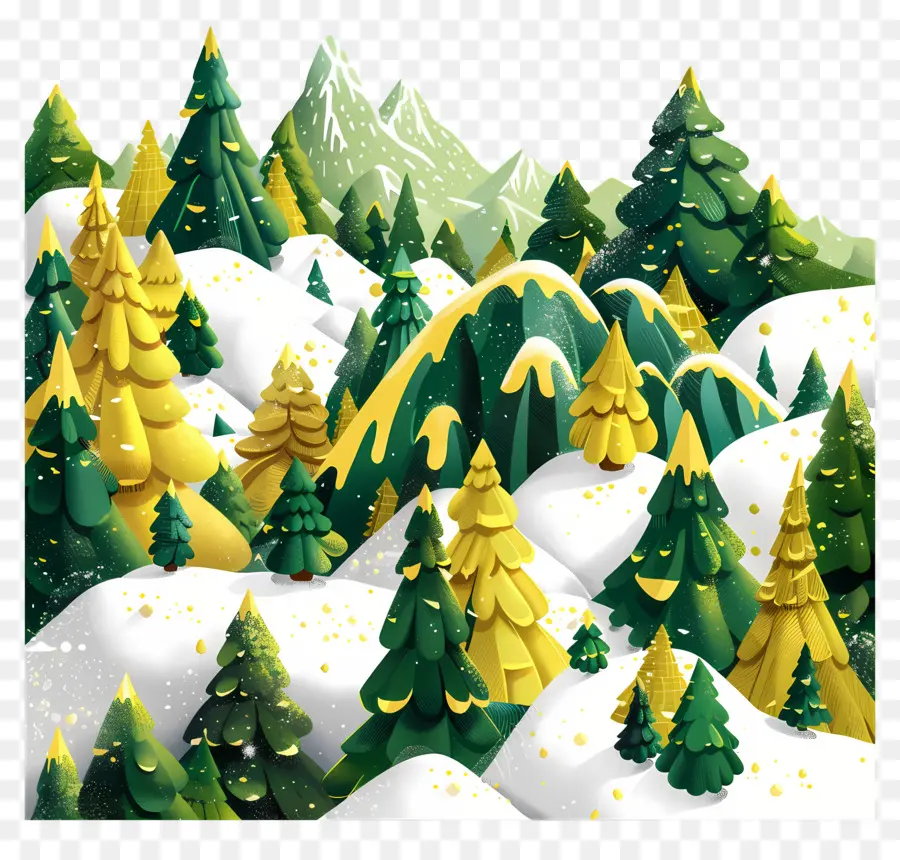 Montañas，Bosque Nevado PNG