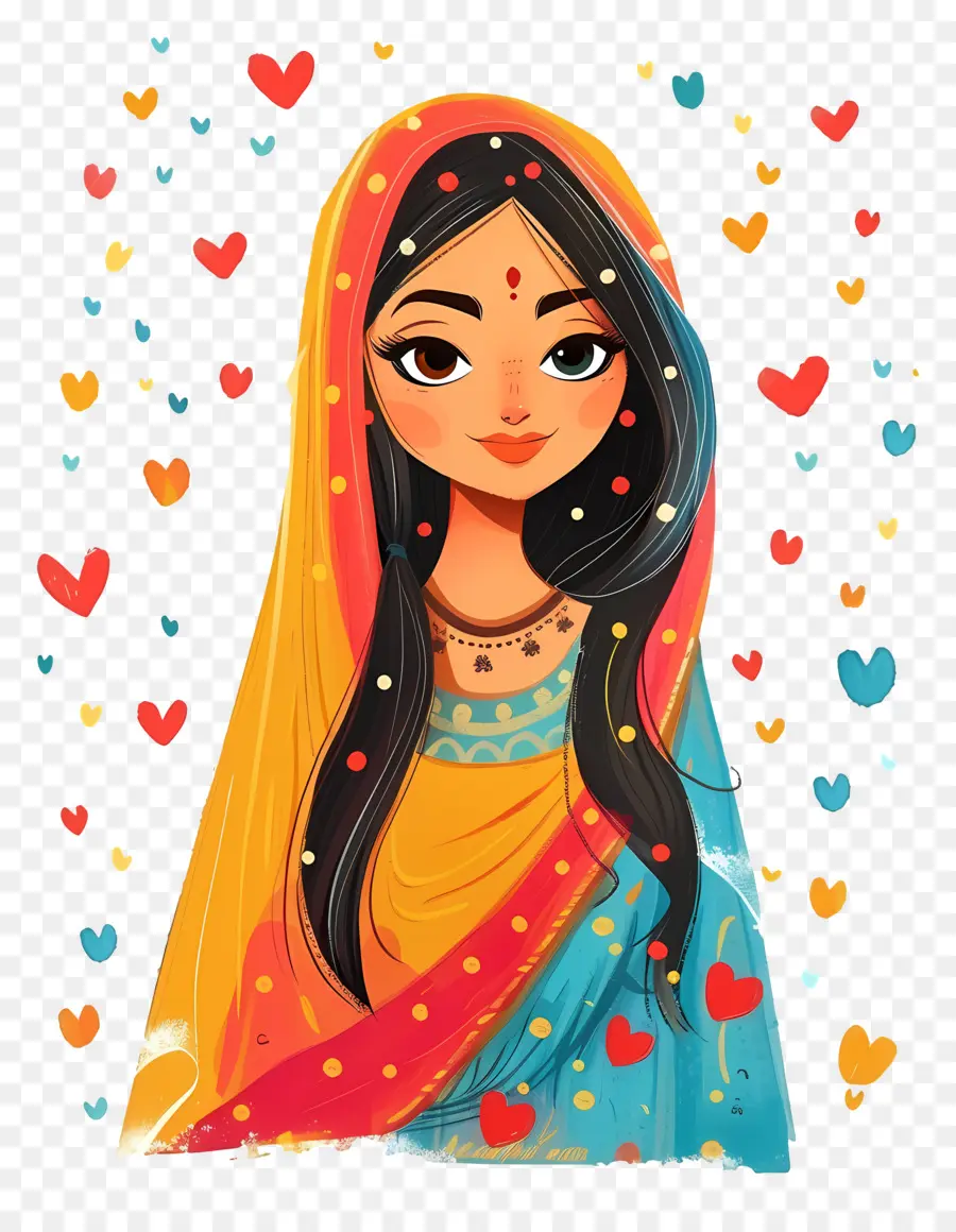 Mujer Punjabi India，Mujer En Traje Tradicional PNG