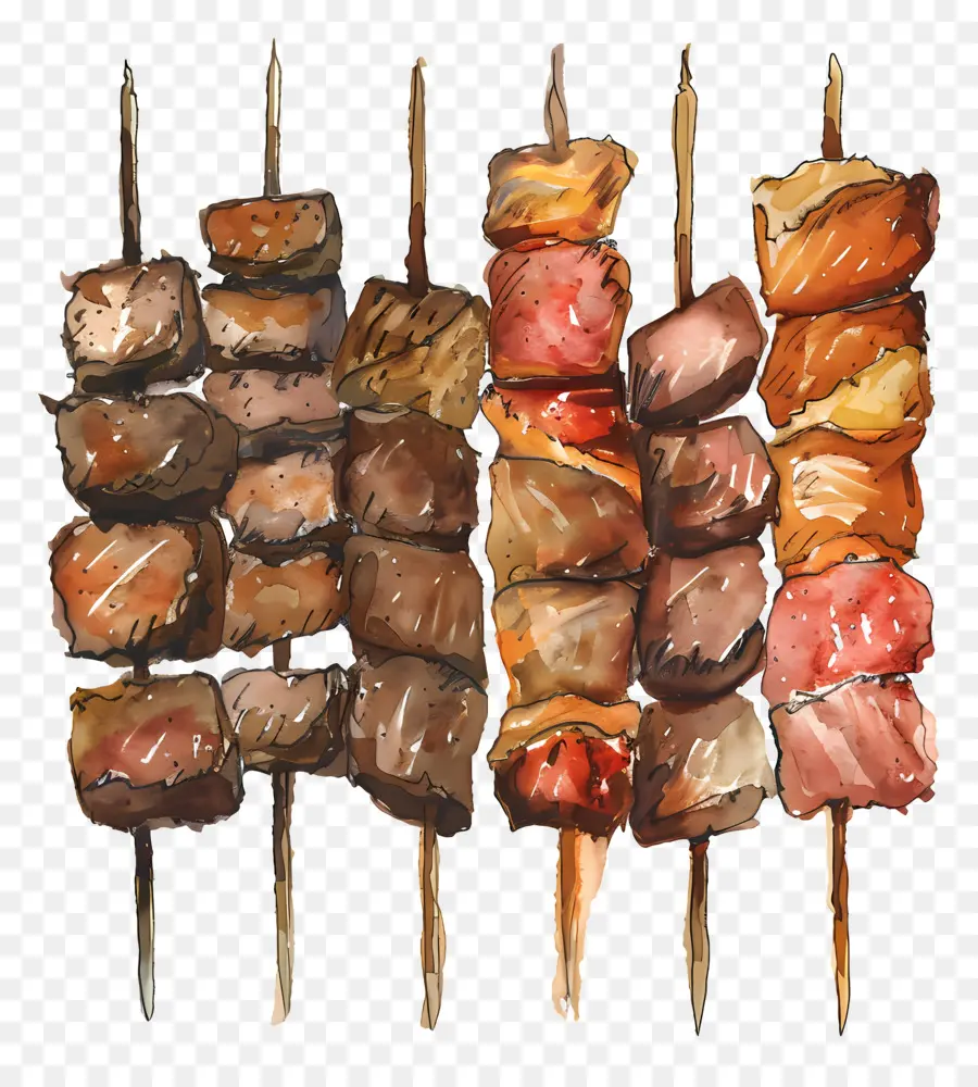 Brochetas De Carne，Brochetas De Carne A La Parrilla PNG