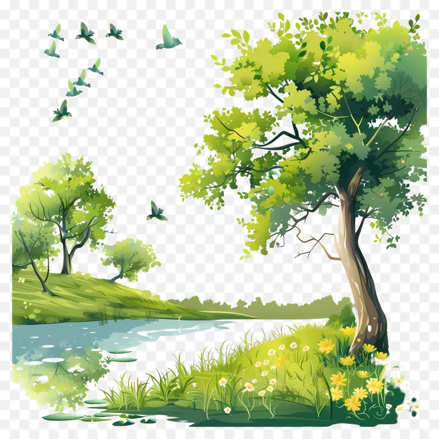 Fondo De La Naturaleza，árbol Y Hierba PNG