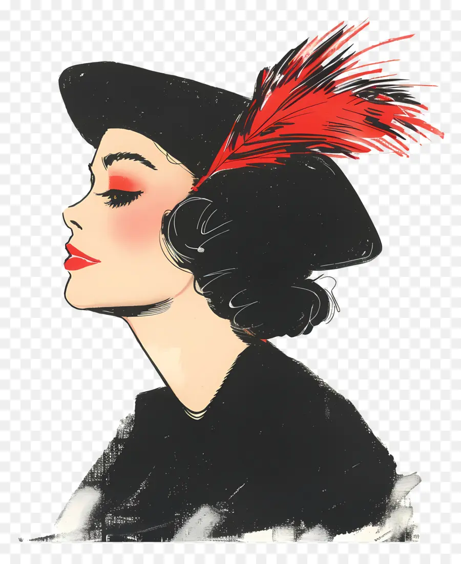 Mujer De Moda，Mujer Con Sombrero PNG