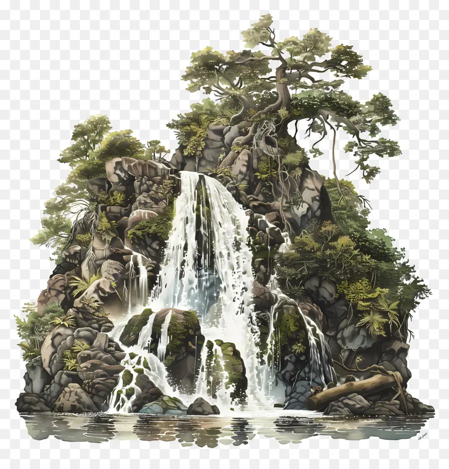 Cascada，Ilustración De Cascada PNG