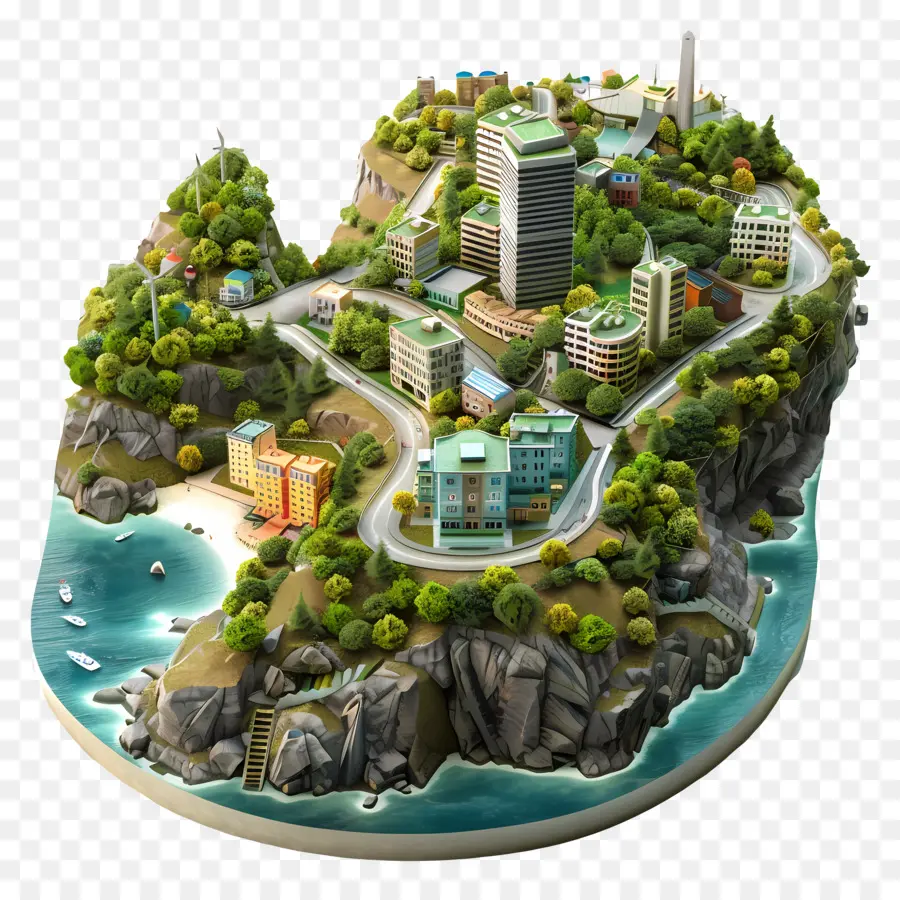 Isla，Ciudad En Miniatura PNG