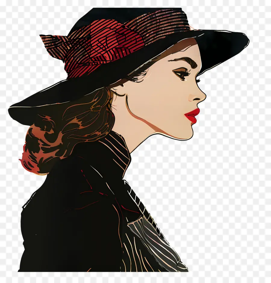 Mujer De Moda，Mujer Con Sombrero PNG