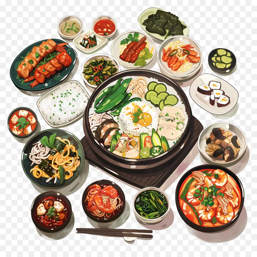 Comida Coreana，Platos PNG