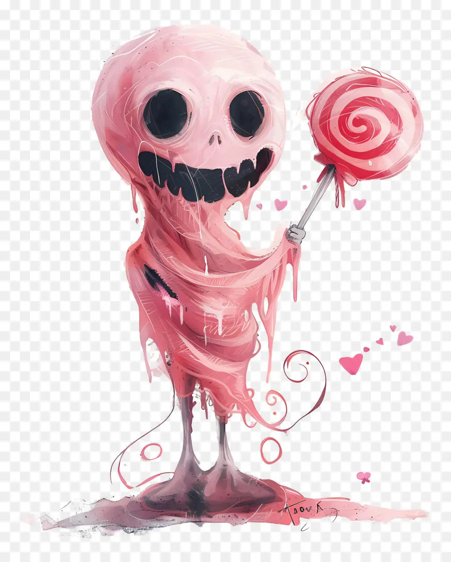 Piruleta Fantasma，Esqueleto Rosa PNG