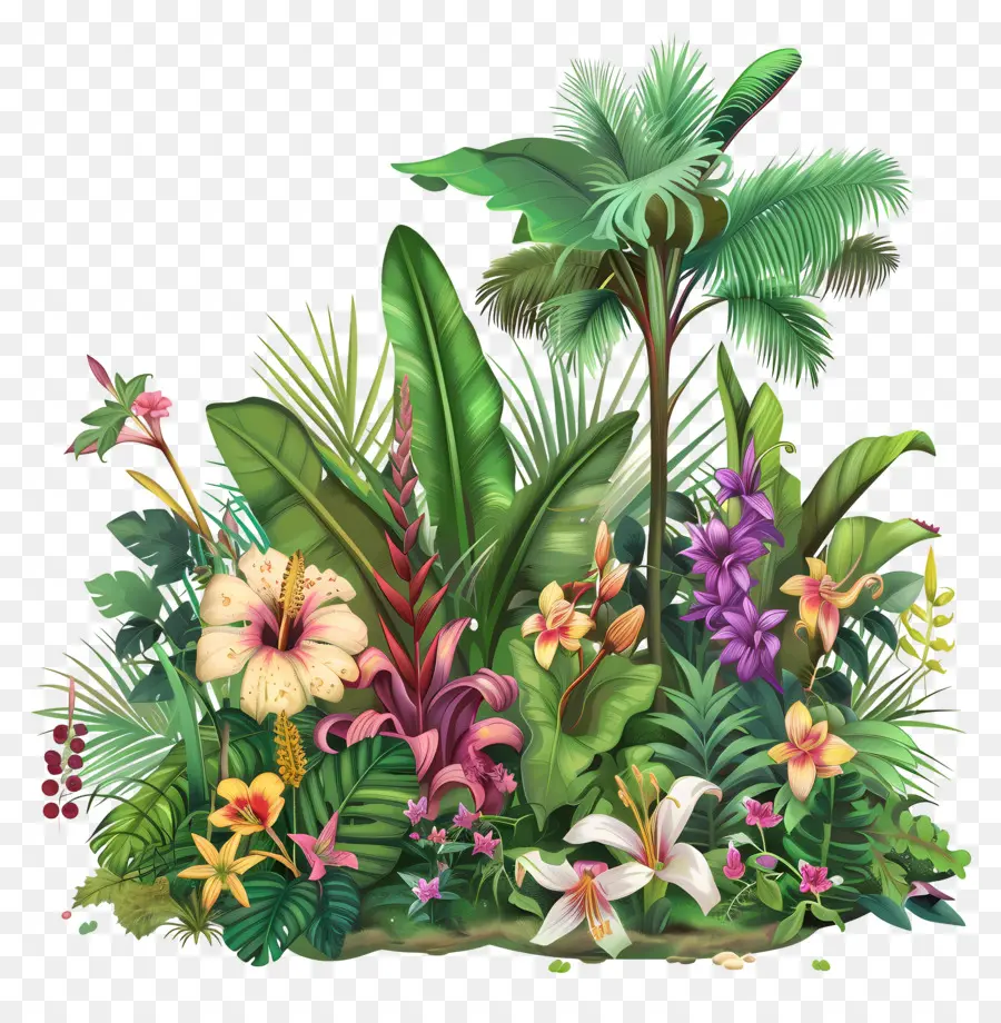 Paisaje De Jardín，Plantas Tropicales PNG