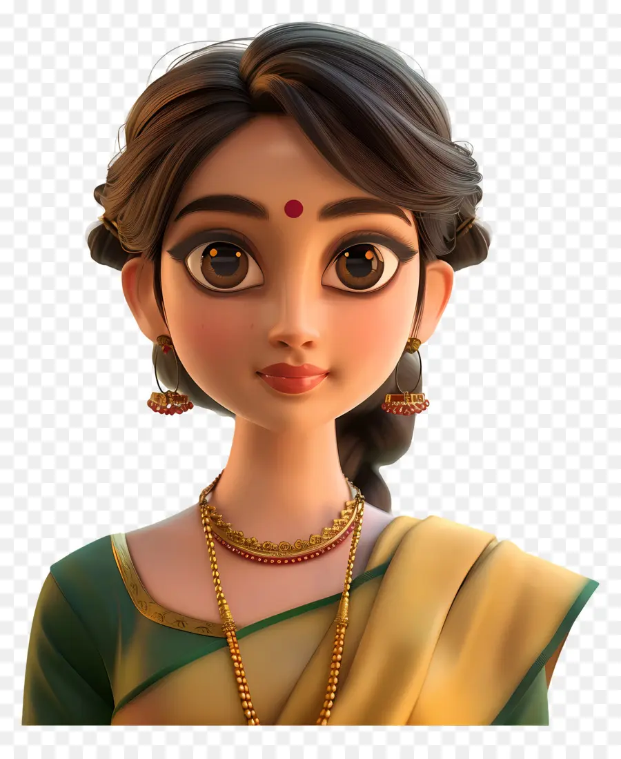 Mujer En Sari，Chica Animada PNG